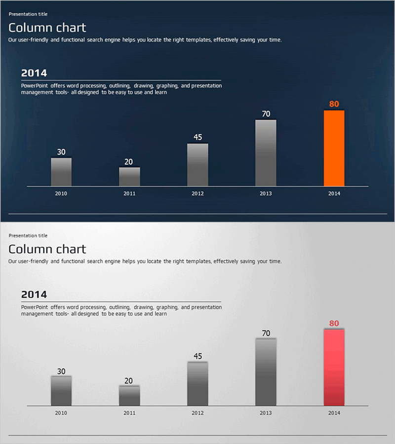 글로벌 비즈니스 PPT 템플릿 – 세로막대 그래프