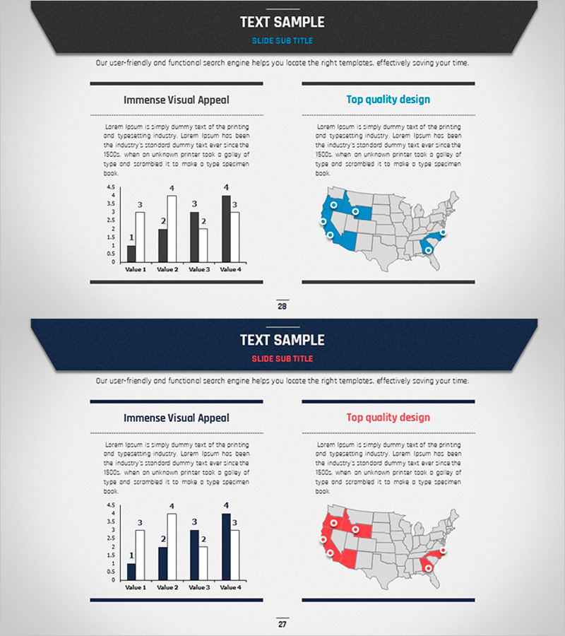 비즈니스 플랜 시각화를 위한 묶음형 그래프 및 지도 PPT 템플릿