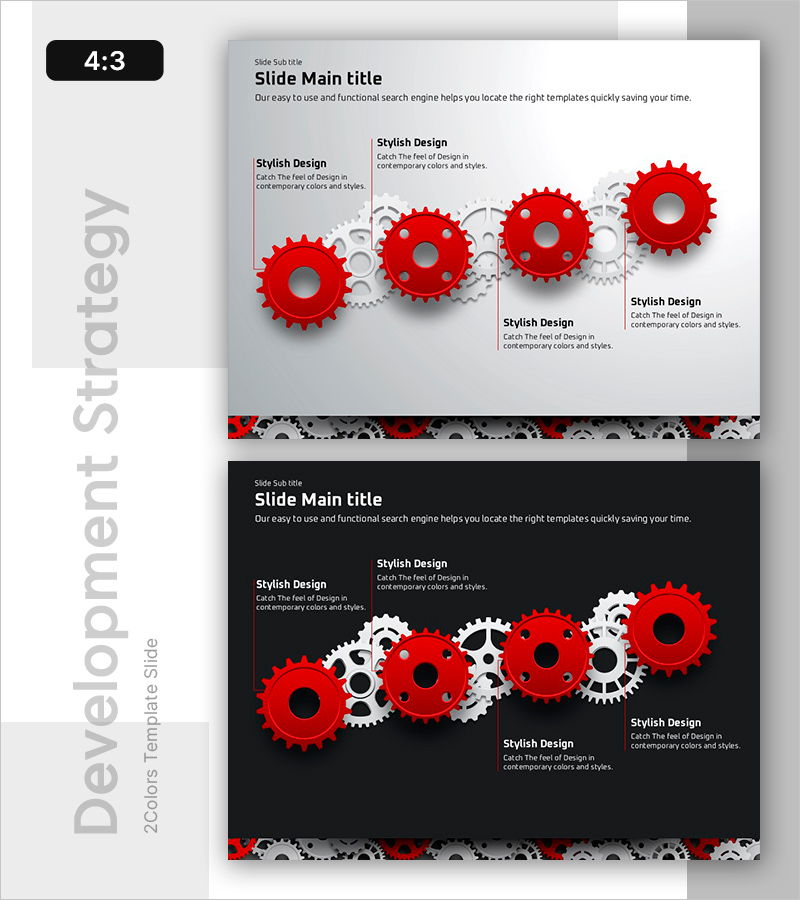 단계별 톱니바퀴 시스템 프레젠테이션 템플릿 – 혁신과 효율성