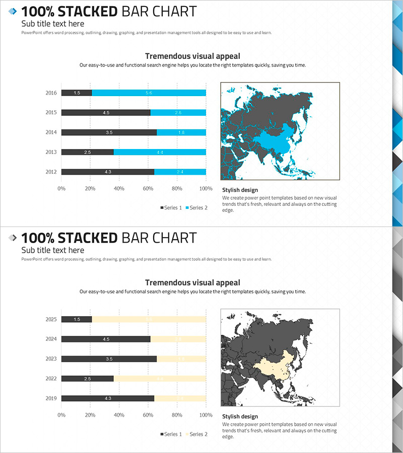100% 세분형 바 차트 추상패턴 페레젠테이션