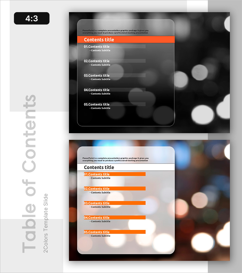 야경 불빛으로 꾸민 목차 슬라이드