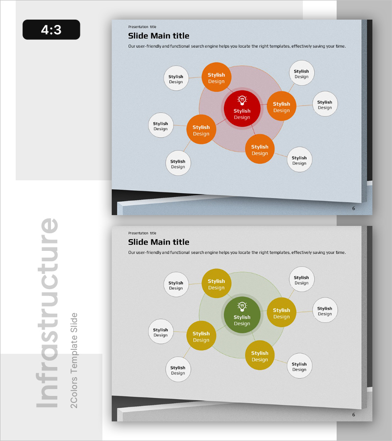 네트워크 기반 앱 인프라 구조를 나타낸 중심 있는 다이어그램 템플릿