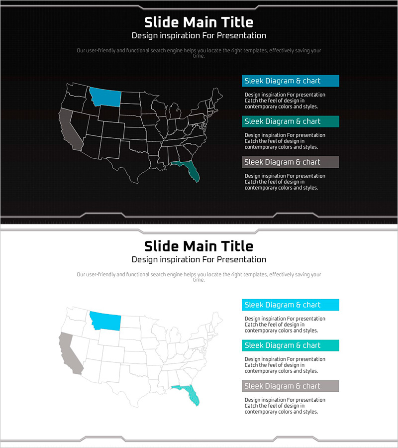 기하학 무늬 와이드 PPT 지도 – 시장 및 경쟁사 분석