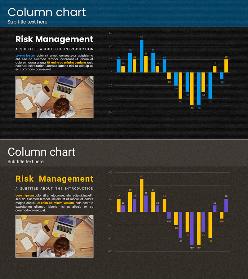 터치 와이드 슬라이드 템플릿 –  세로 막대 차트 활용