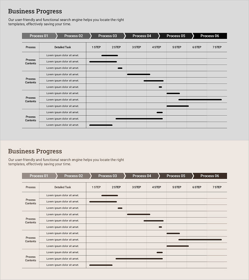 프로세스 진행 상황을 시각화한 비즈니스 템플릿