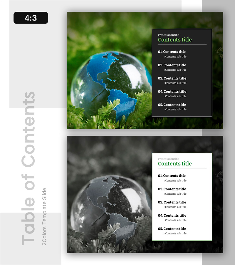 환경 실천을 위한 감성 친환경 템플릿 목차