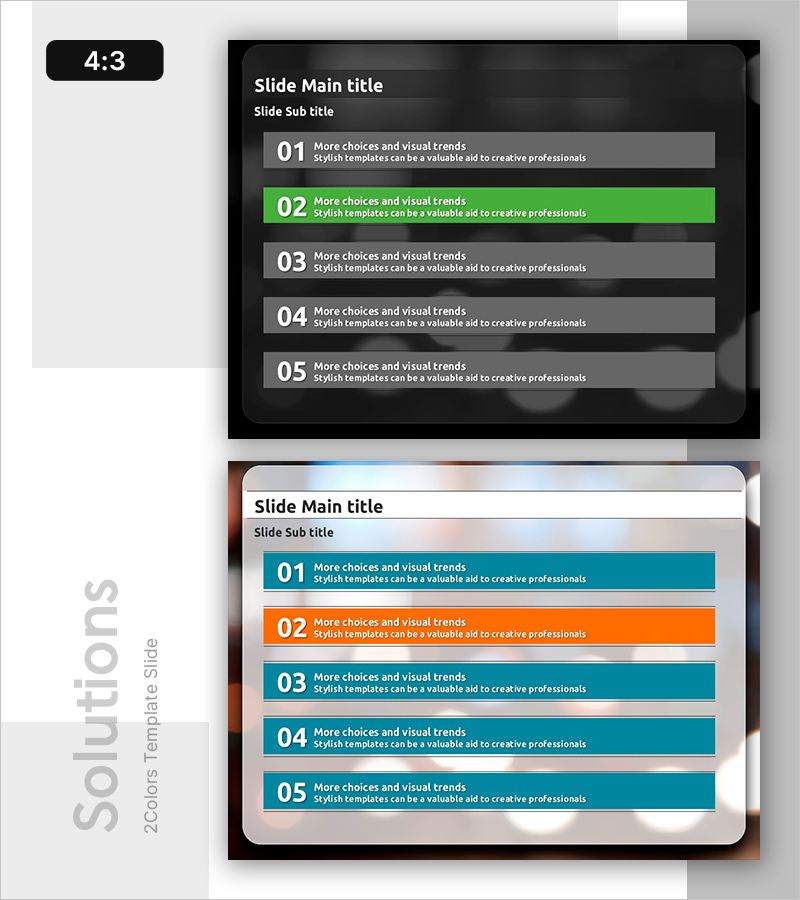5가지 항목 박스 템플릿 – 시각적 트렌드 강조