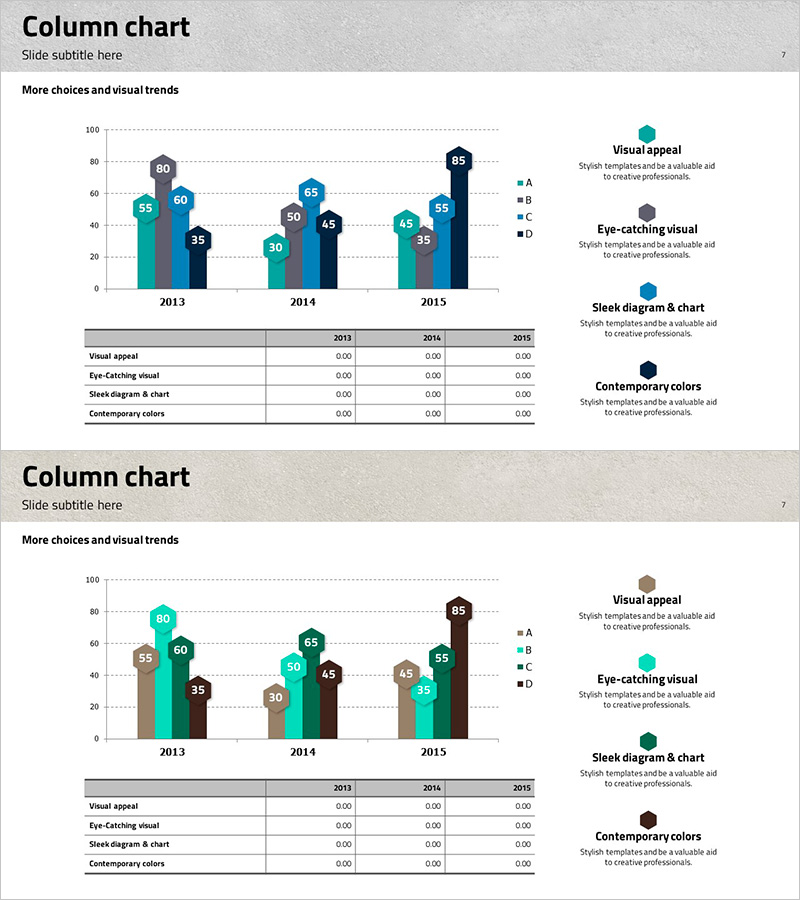 Triangle Pattern Column Chart Presentation Template