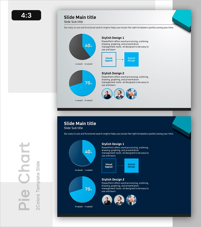파이형 그래프로 두 가지 주제의 점유율 분석