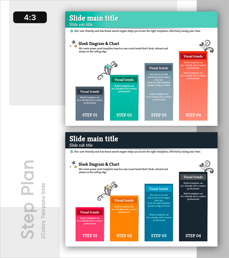 목표를 위한 스텝 다이어그램 - 사업비전과 전략