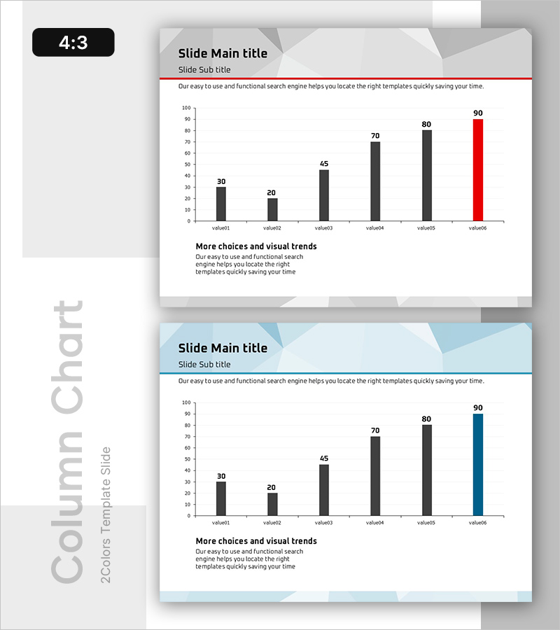 다각형 템플릿 세로 막대 그래프 – 시장 분석과 재무 계획