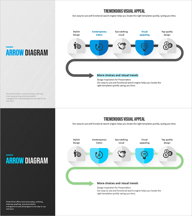 모던 블루 템플릿 흐름 다이어그램 – 사업 추진 전략