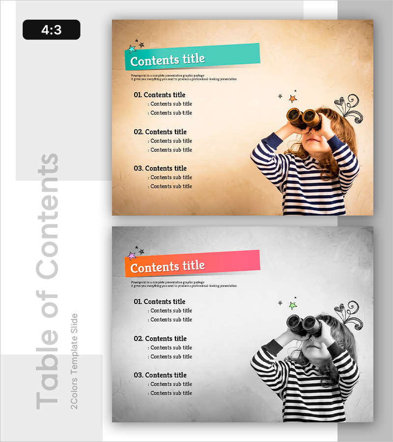 목차 슬라이드 – 호기심 가득한 아이를 담은 디자인