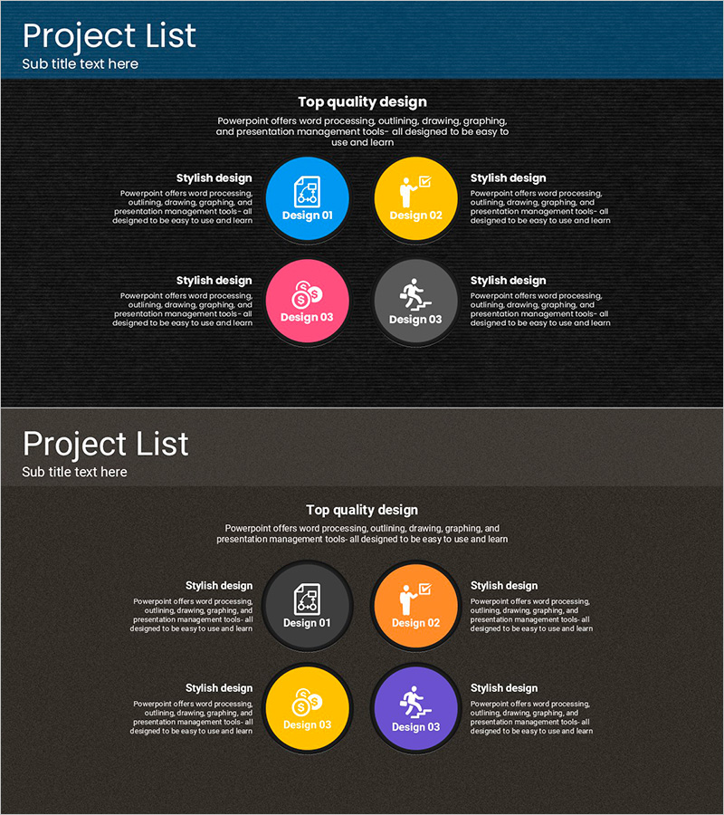 프로젝트 리스트를 시각화한 터치 와이드 슬라이드 템플릿