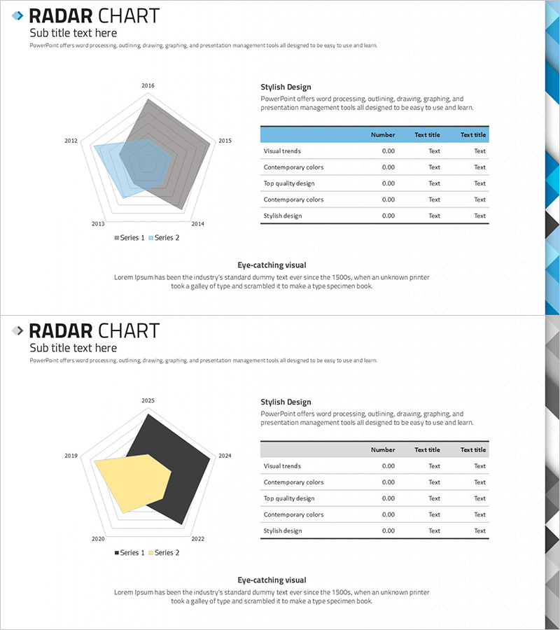 추상패턴 템플릿 방사형 차트 – 마케팅 전략 강조