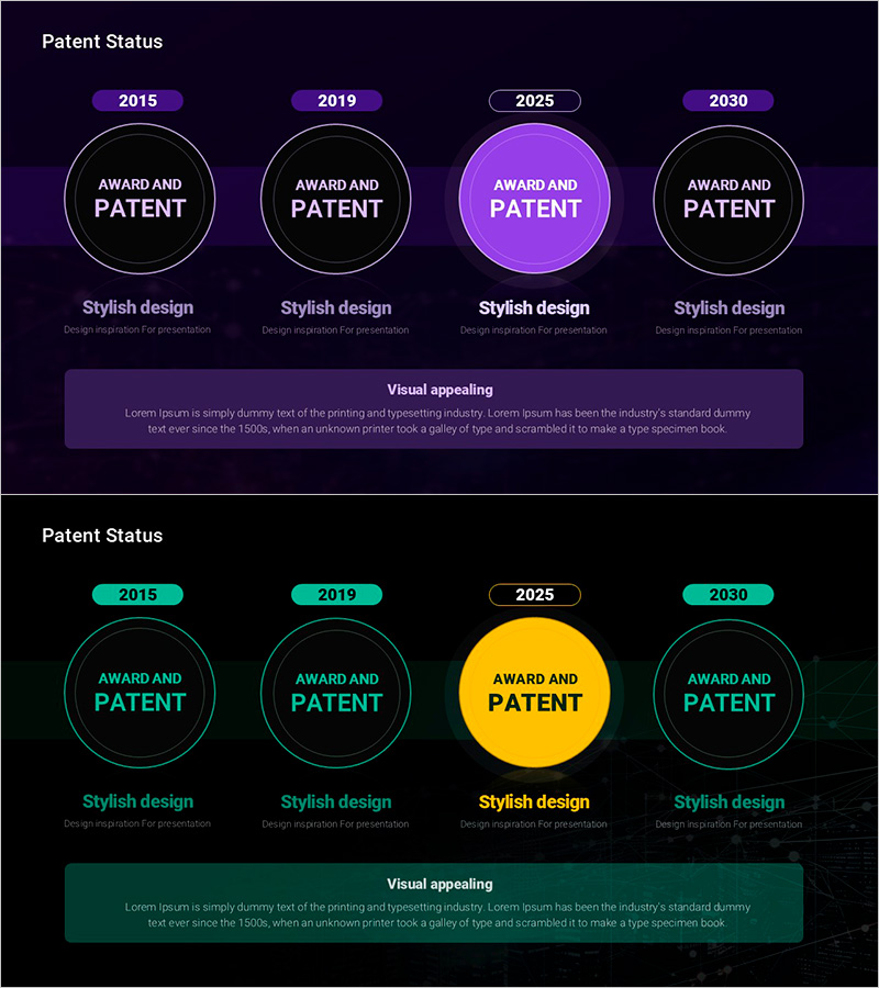 IP & 특허 경쟁력을 강조한 다이어그램 슬라이드 템플릿