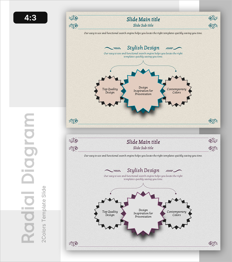 엔티크 PPT 전략 다이어그램 – 사업 비전 및 목표