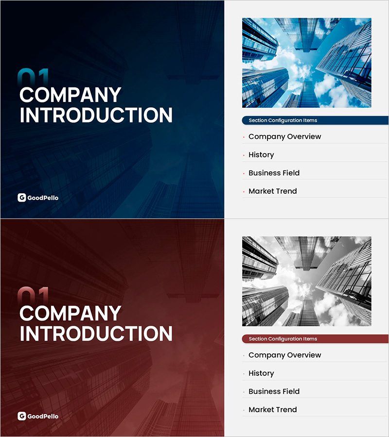 내용별 슬라이드 템플릿 – 세련된 디자인과 정보 전달 최적화