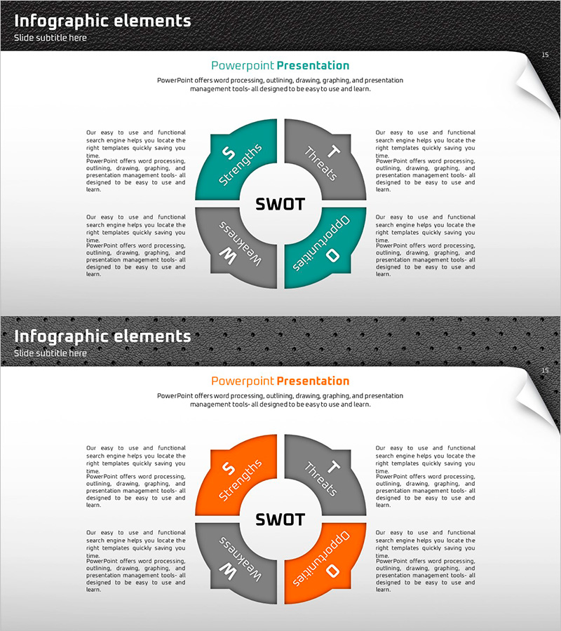 SWOT 분석을 위한 퀄리티 파워포인트 템플릿