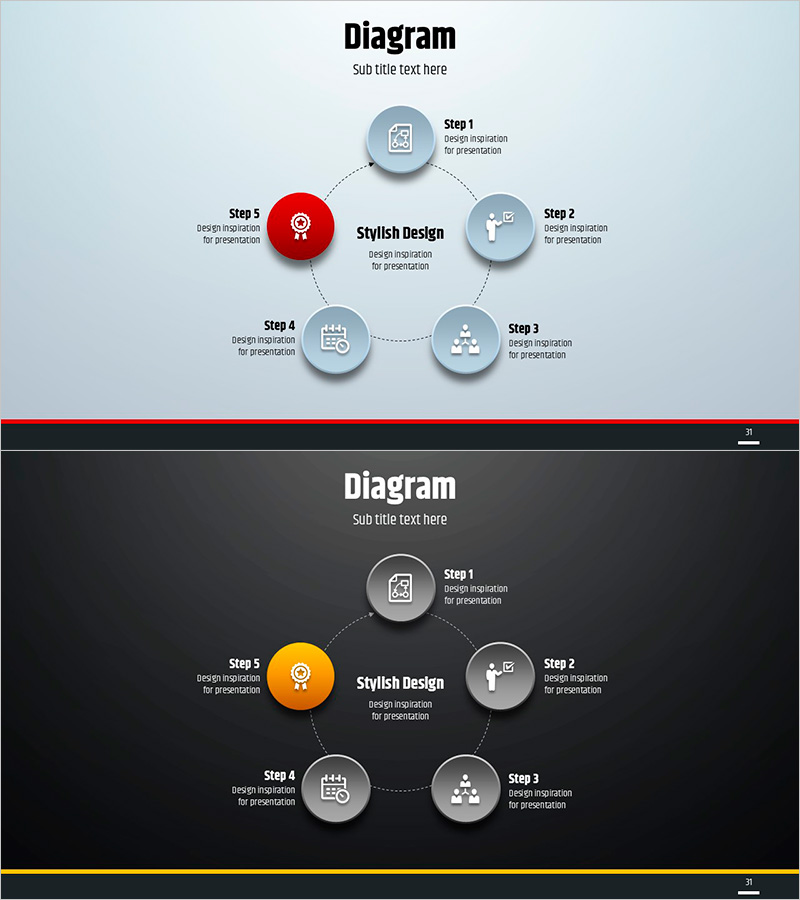 심플 원형 템플릿 다이어그램 – 사업추진 전략의 시각화