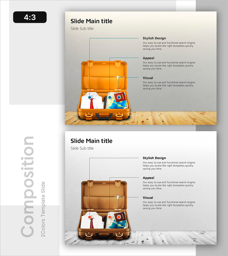 여행 필수 준비물을 소개하는 다이어그램 슬라이드