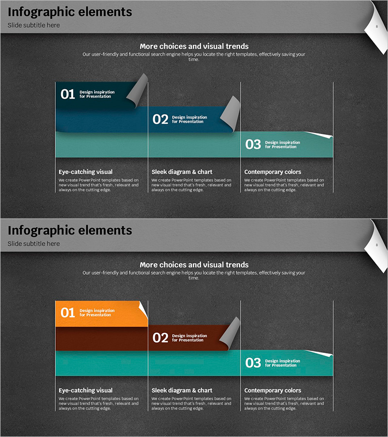 레인보우 페이퍼 템플릿 인포그래픽 슬라이드