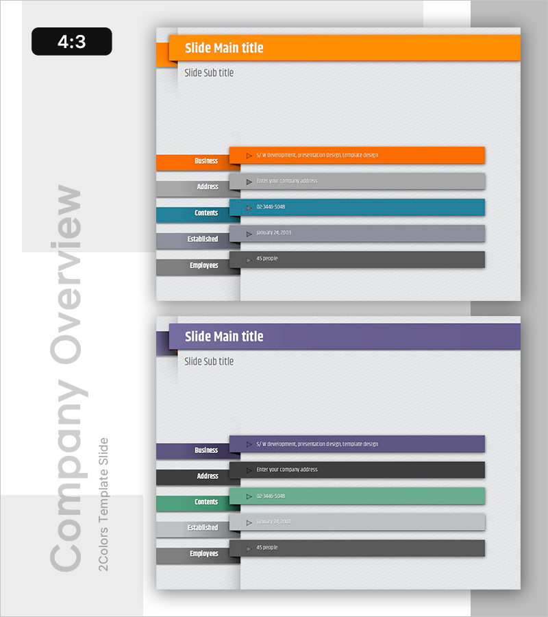 무료 기업 정보 텍스트 박스 슬라이드