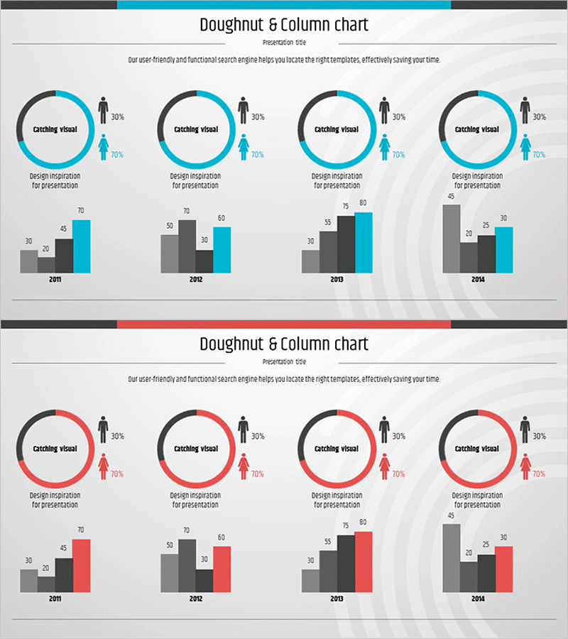 아이덴티티 와이드 템플릿 – 도넛&세로막대 그래프를 활용한 대표자 소개