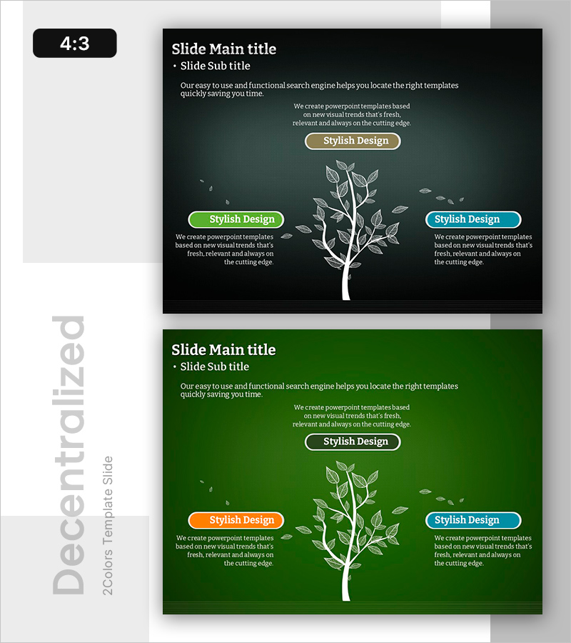가지처럼 확장되는 전략 설계 슬라이드 – 사업비전과 전략