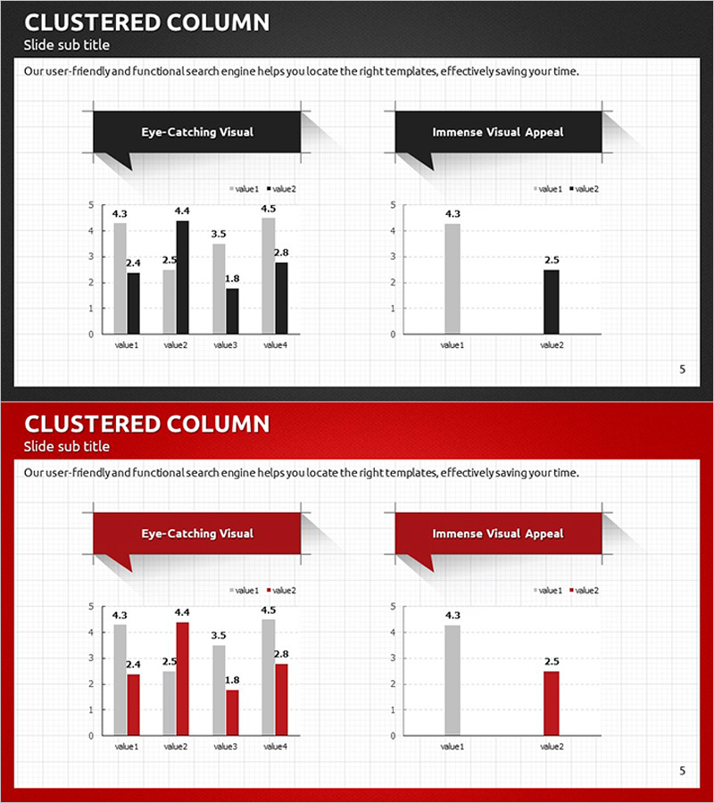 모던 비즈니스 플랜 템플릿 – 클러스터형 세로막대 그래프