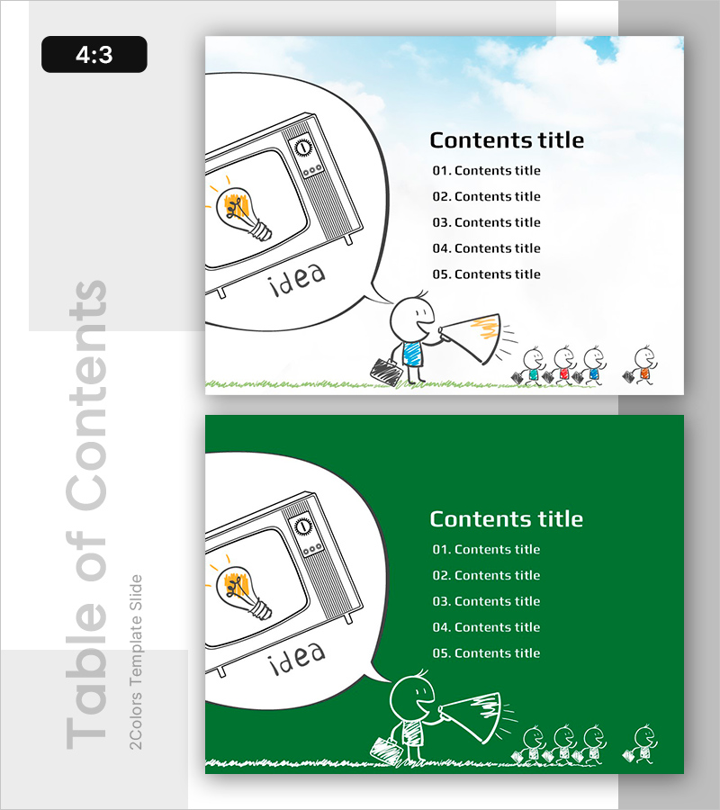 크리에이티브한 내용 구성을 위한 개성 있는 슬라이드 템플릿