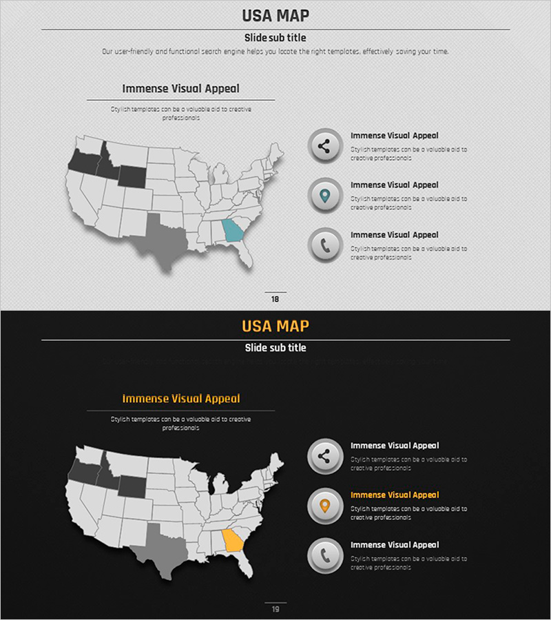 Volume Presentation Template for USA Market Analysis – Visual Appeal Based