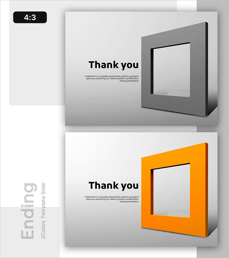 스퀘어 레이아웃 PPT 엔딩 표지 – 전문적이고 모던한 마무리