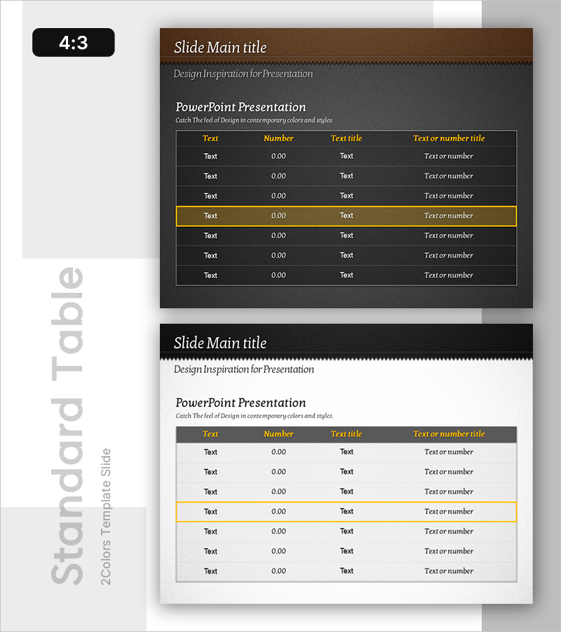 옐로우 강조 스탠다드 테이블 – 재무 성과 시각화