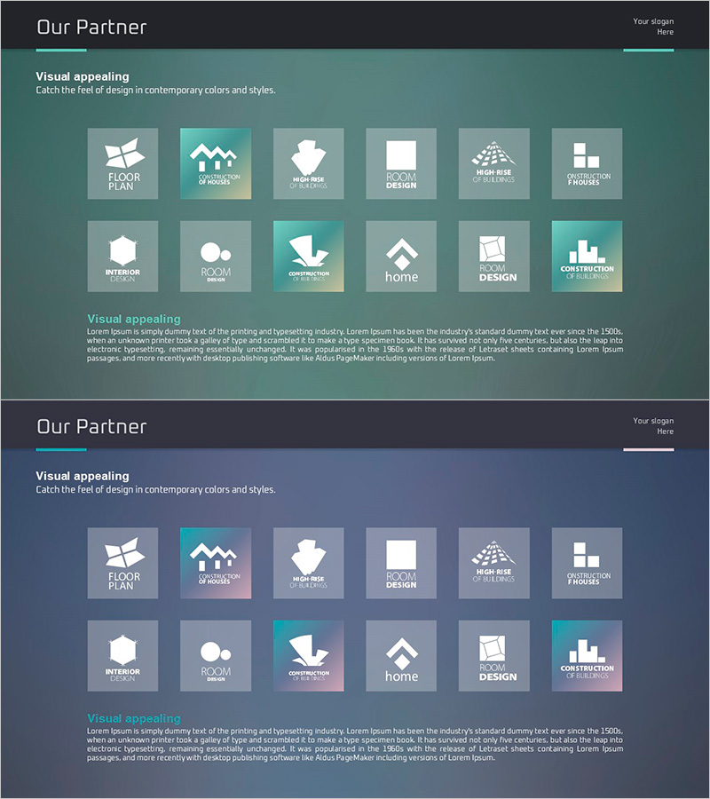 아이디어 프레젠테이션 와이드 템플릿 아이콘박스