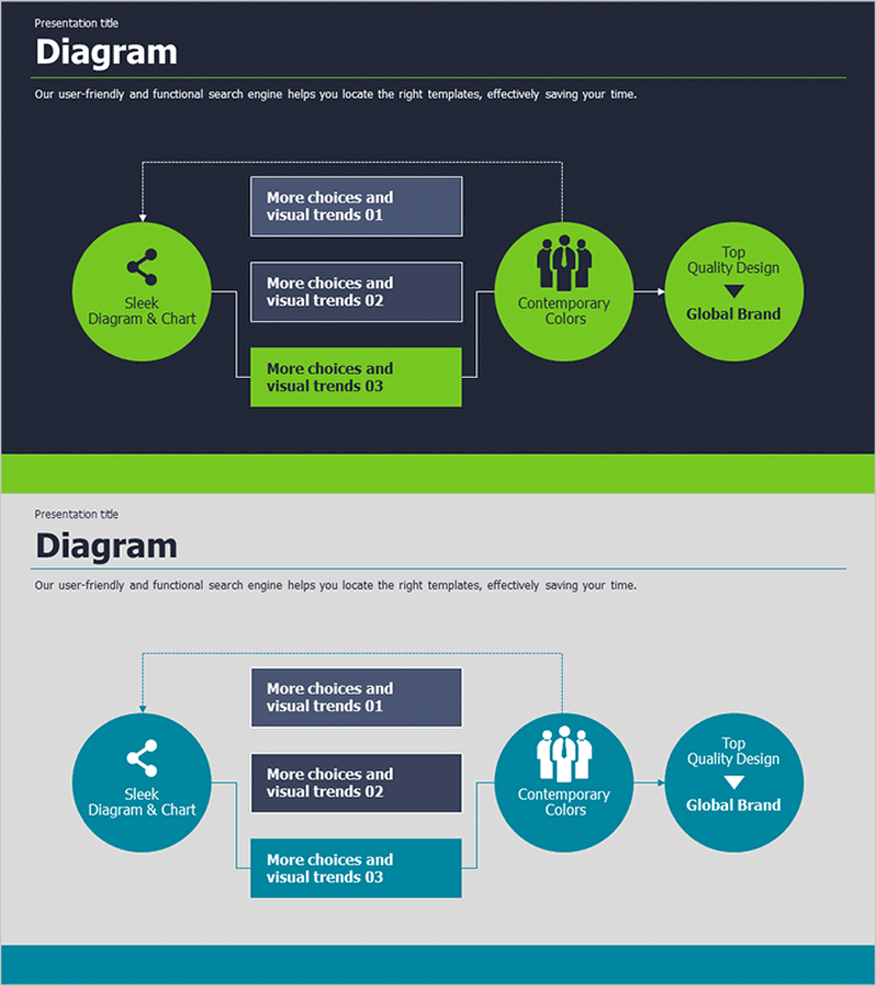 어플리케이션 파워포인트 와이드 템플릿 – 플로우 차트 제공