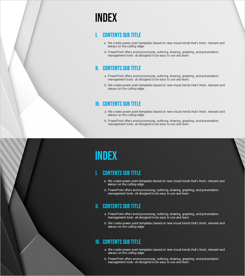 모던 블루 목차 - 슬라이드 탐색을 위한 명확한 안내