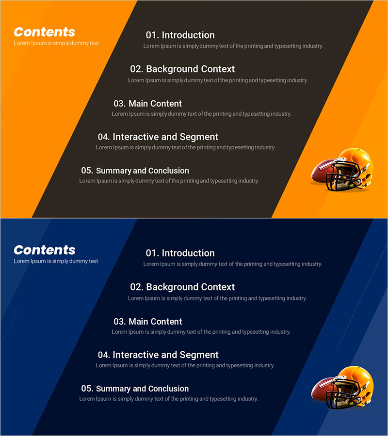 스포츠 전략 세미나 프로그램 목차 주황색 및 남색 디자인