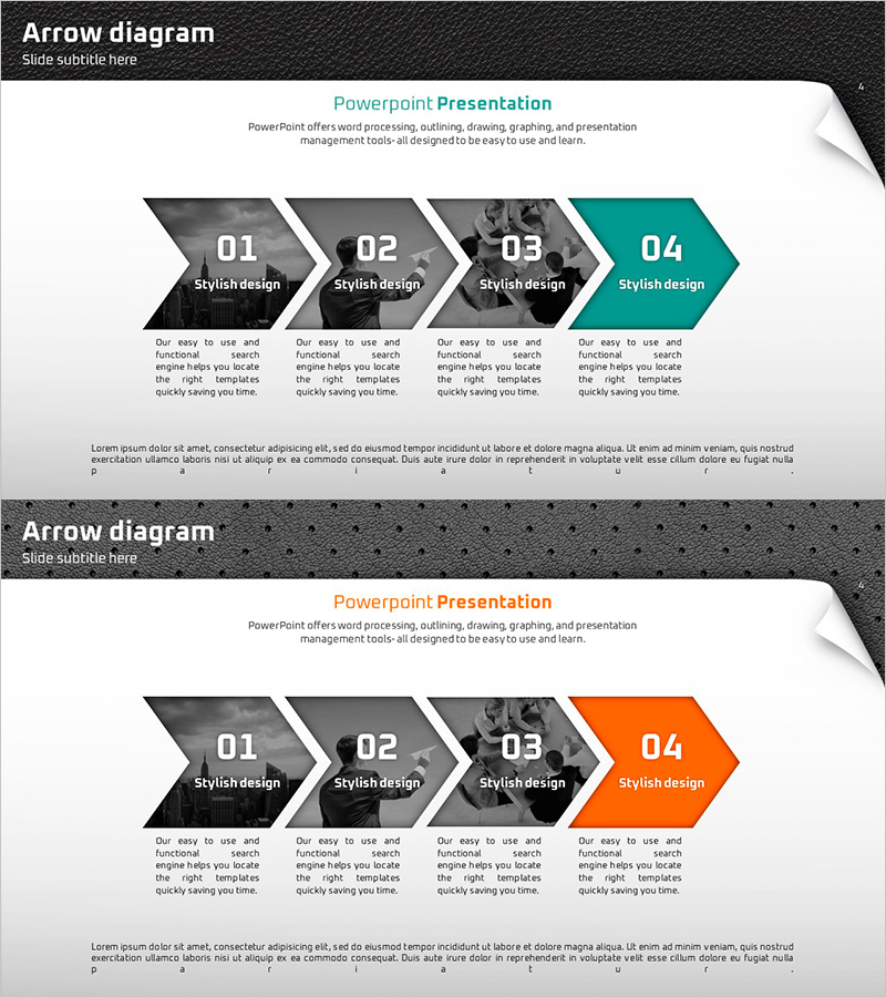 퀄리티 파워포인트 와이드 템플릿 흐름 다이어그램 – 업무 프로세스 시각화