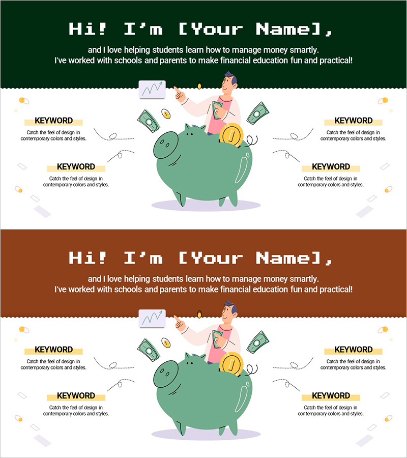 금융 교육 전문가 소개 – 실용성을 강조한 프레젠테이션