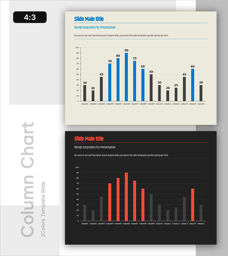 블루 레드 세로막대 그래프로 데이터 시각화 – 정보 전달에 적합