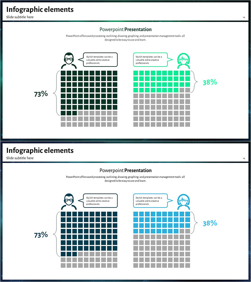 블루 그린 톤 사용자 평가 다이어그램 – 고객 분석 및 피드백