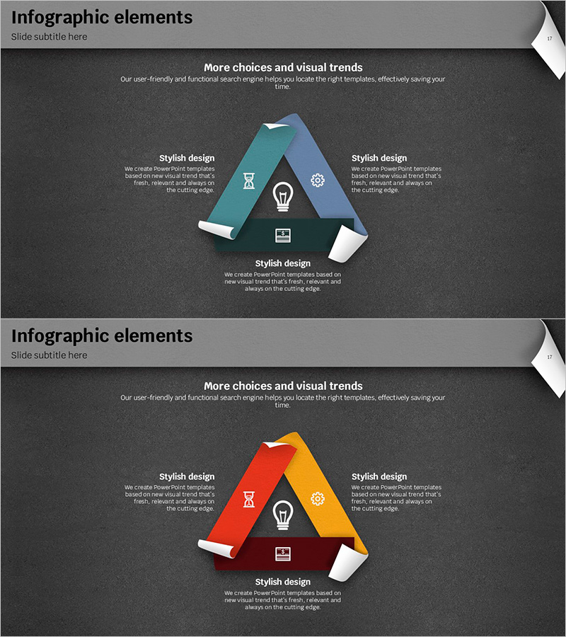 레인보우 페이퍼 템플릿 인포그래픽 요소