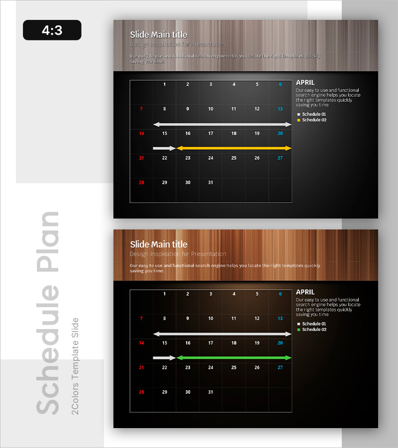 프레젠테이션을 위한 모던 캘린더 슬라이드