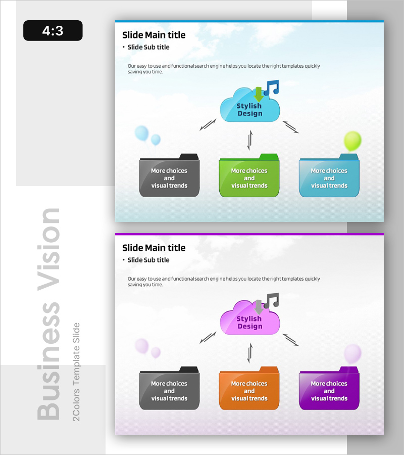 클라우드 폴더 특성 다이어그램 - 시각적 트렌드와 창의성을 강조