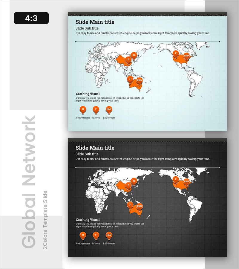 해외 지사 위치 슬라이드 – 글로벌 네트워크 시각화