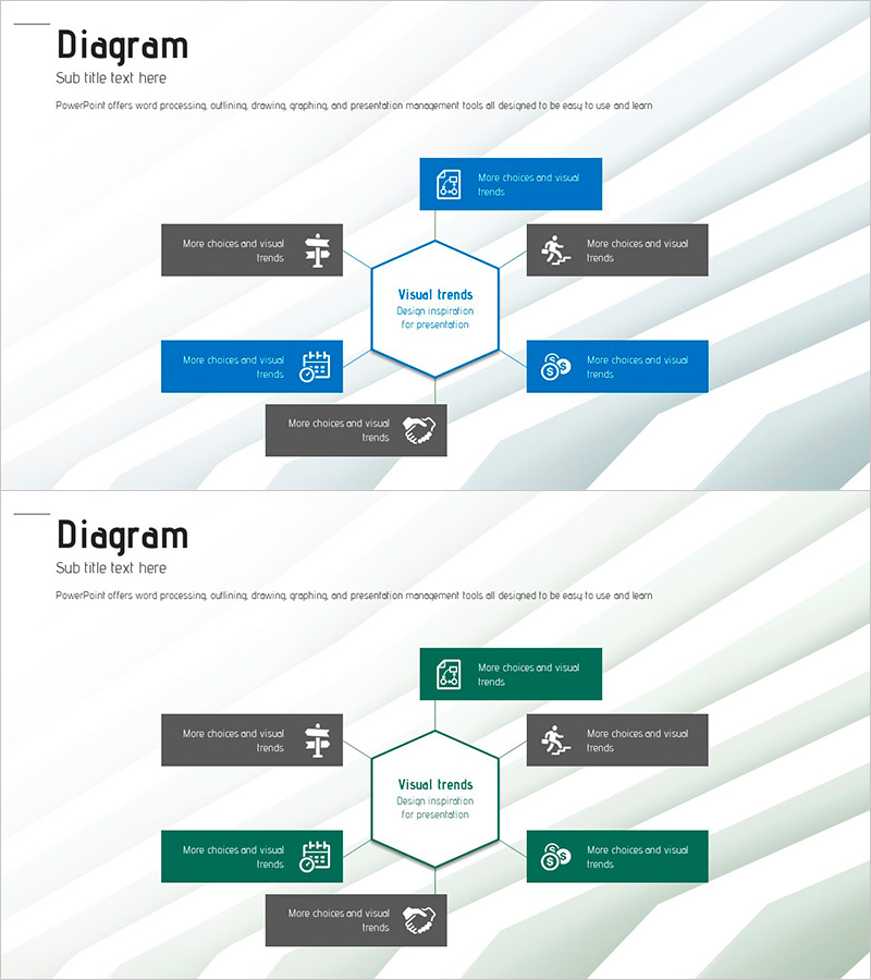 중심이 있는 구조 템플릿 다이어그램 – 사업소개 및 마케팅 전략