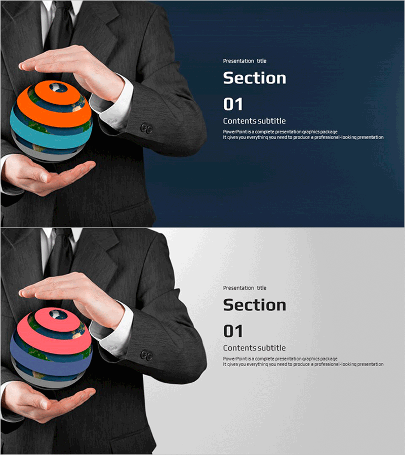 글로벌 비즈니스 와이드 파워포인트 템플릿 – 간지와 전문성