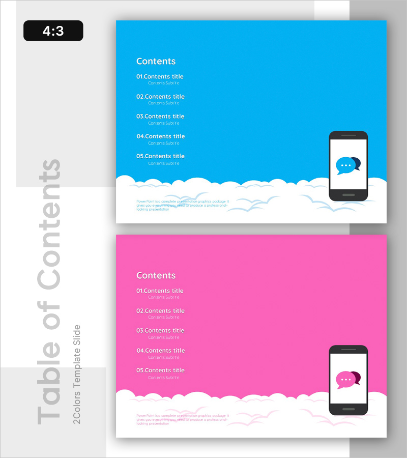 블루 핑크 SNS PPT 템플릿 목차