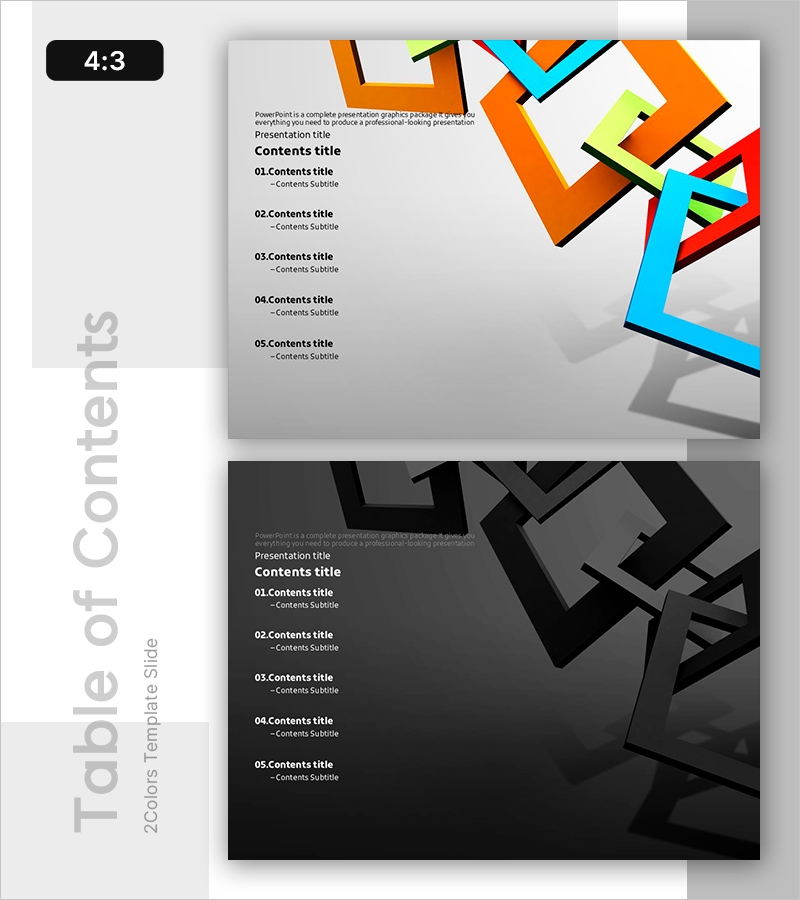 스퀘어 레이아웃 PPT 목차 – 시각적 구조의 완성